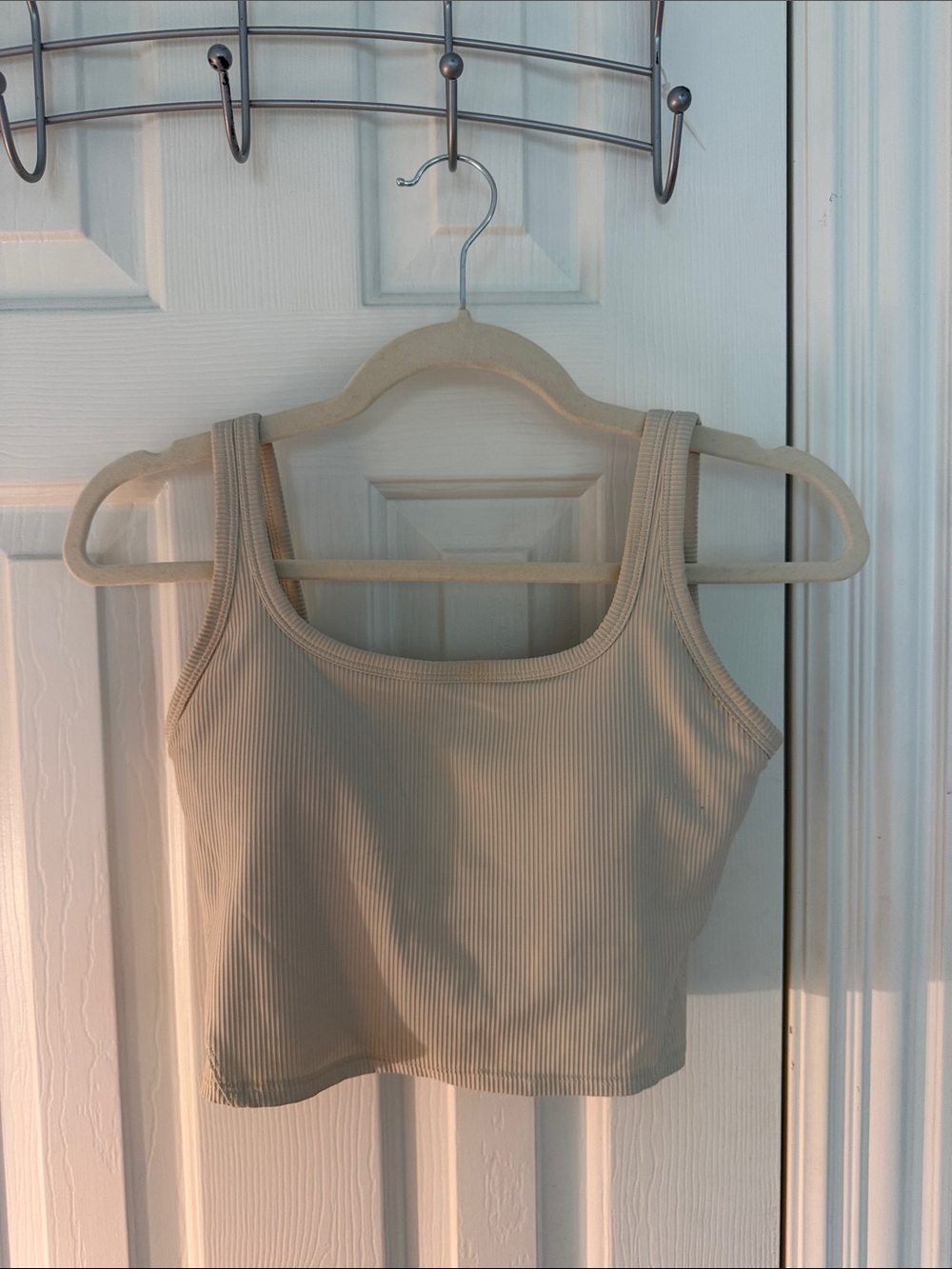 Amazon Tank Top Women's Ribbed Cropped Tank in Beige